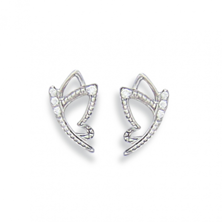 Boucles d'oreilles papillon or gris et oxyde