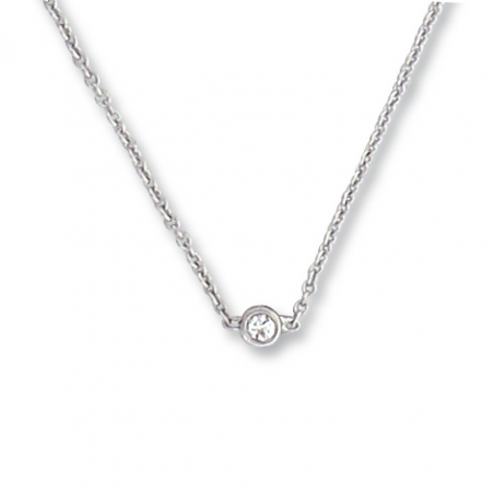 Collier en or gris / Diamant 0.025 ct/ En 42 cm