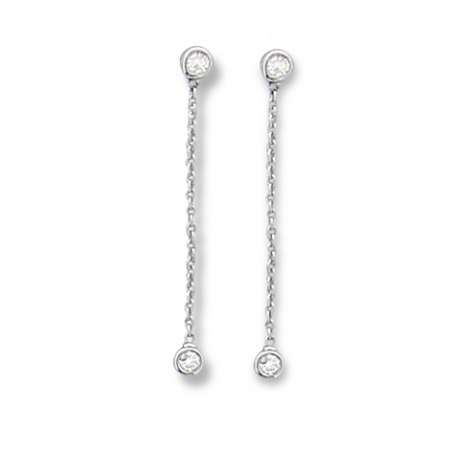 Boucles d'oreilles en or gris / Diamant 0.090 ct 