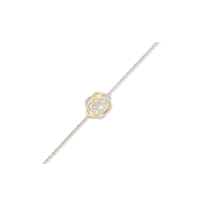 Bracelet rose en or et oxyde en 18 cm