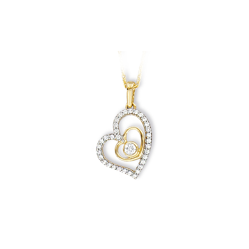 Pendentif coeur en or et oxyde