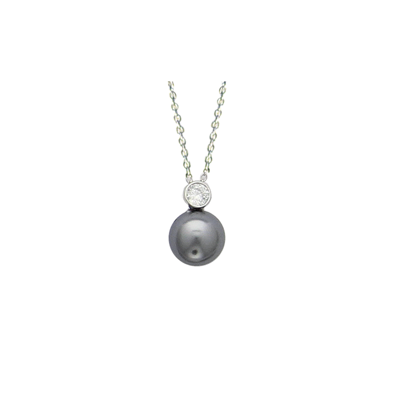 Collier argent perle d'imitiation