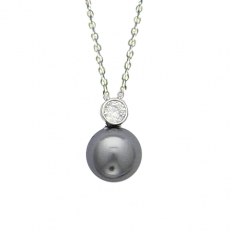 Collier argent perle d'imitiation