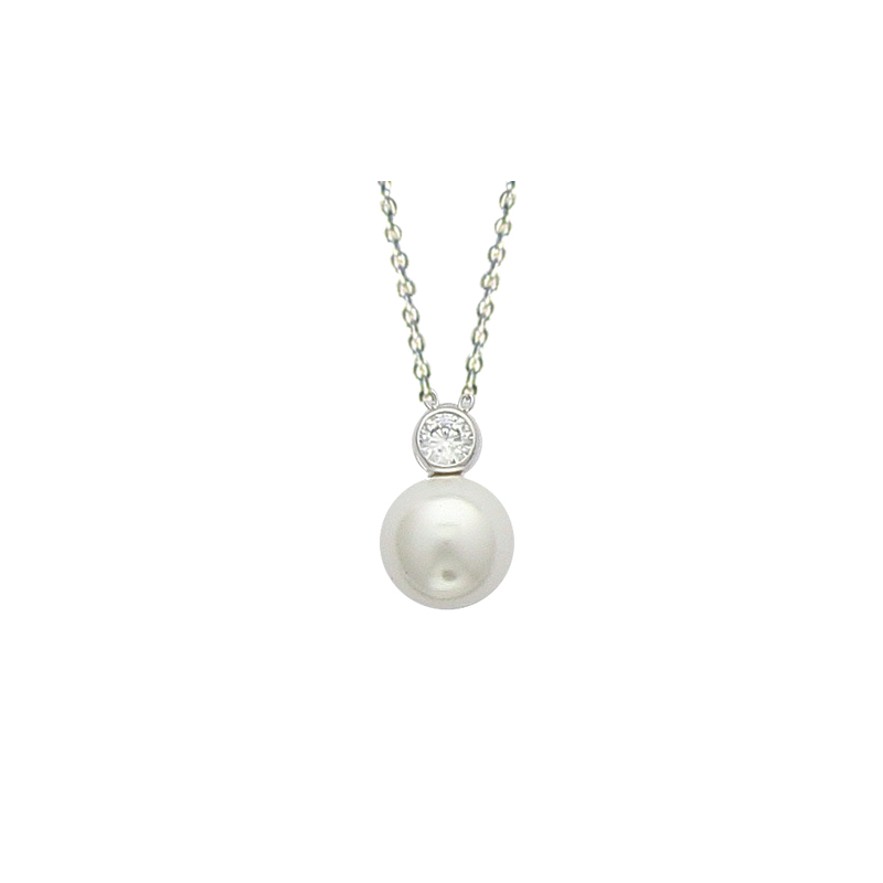 Collier argent perle d'imitiation
