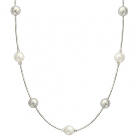 Collier argent perle d'imitation