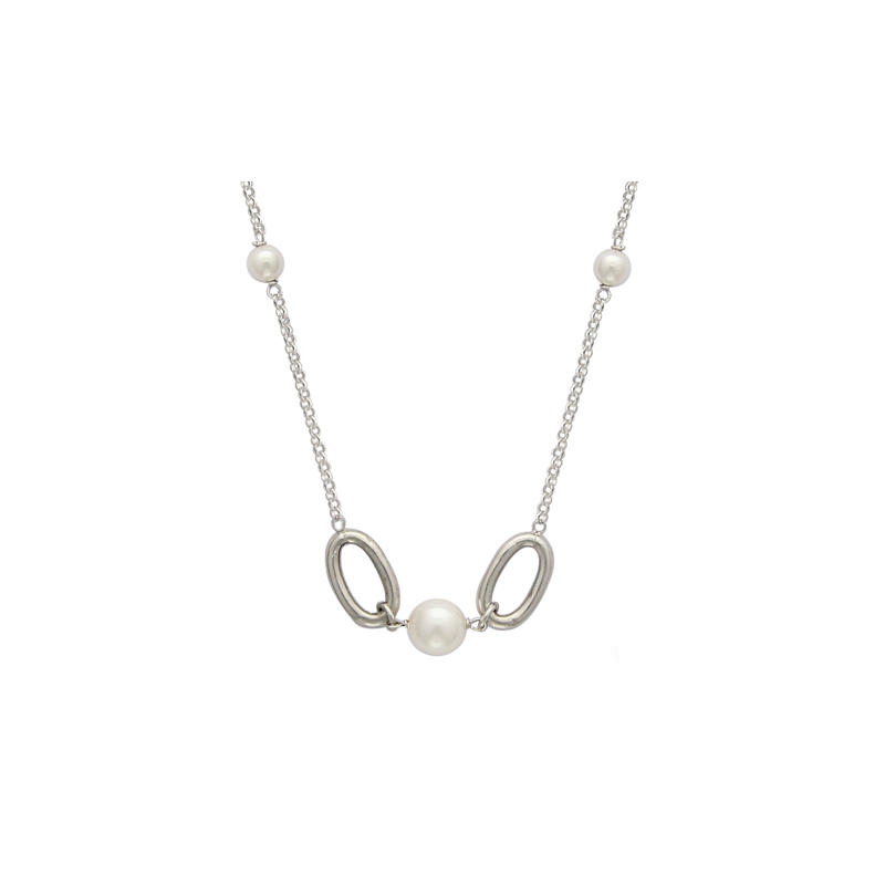 Collier argent perle d'imitation