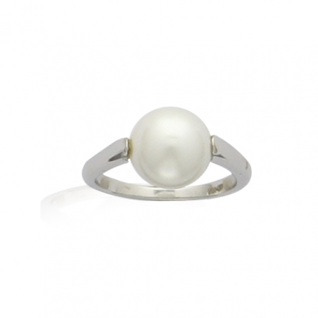 Bague argent perle blanche imitation