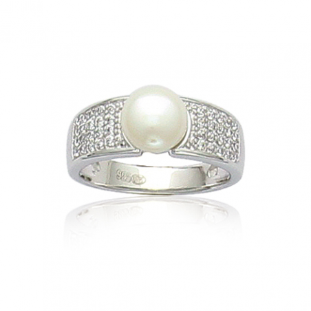 Bague argent perle d'imitation blanche OZ