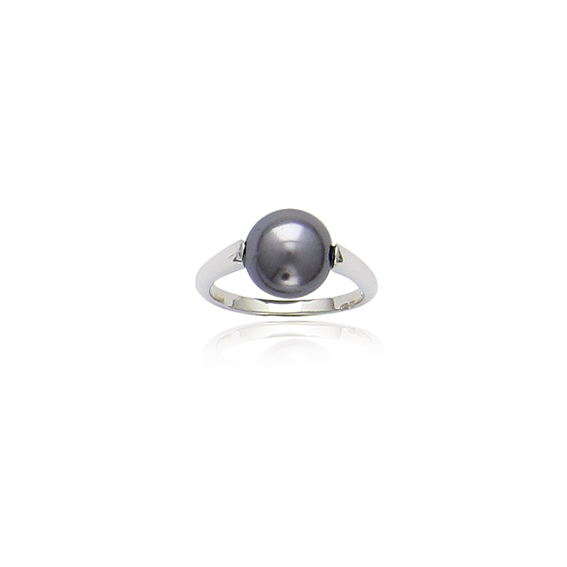 Bague argent perle d'imitation grise
