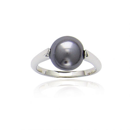 Bague argent perle d'imitation grise