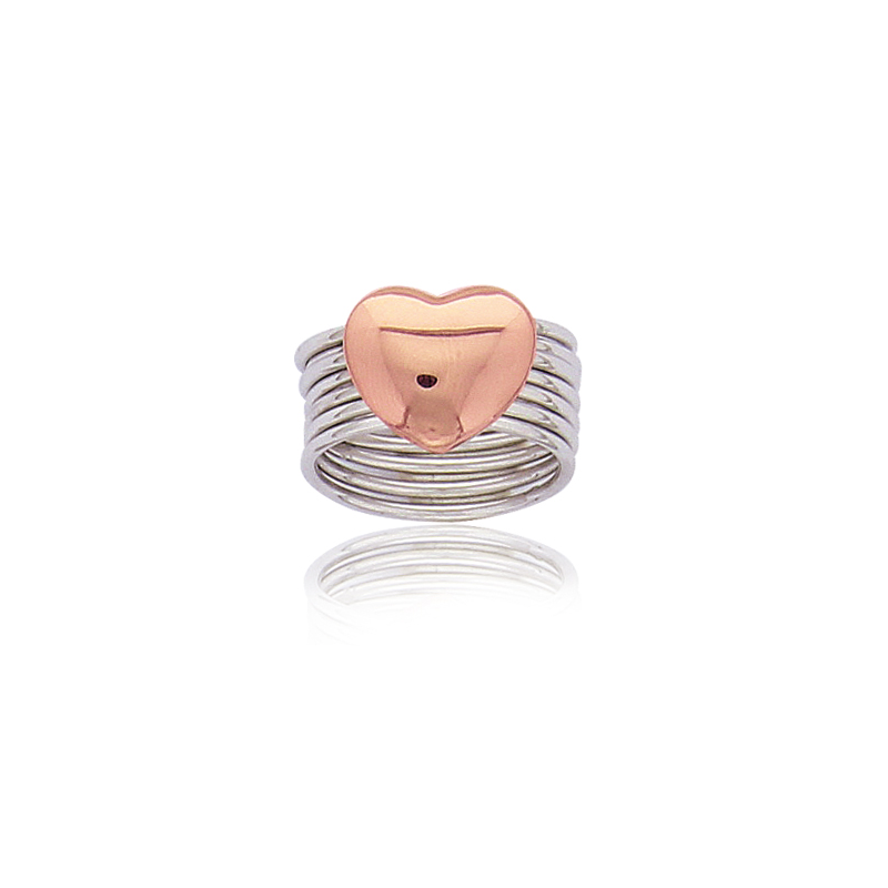 Bague argent rose multi anneaux