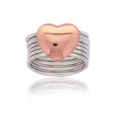 Bague argent rose multi anneaux