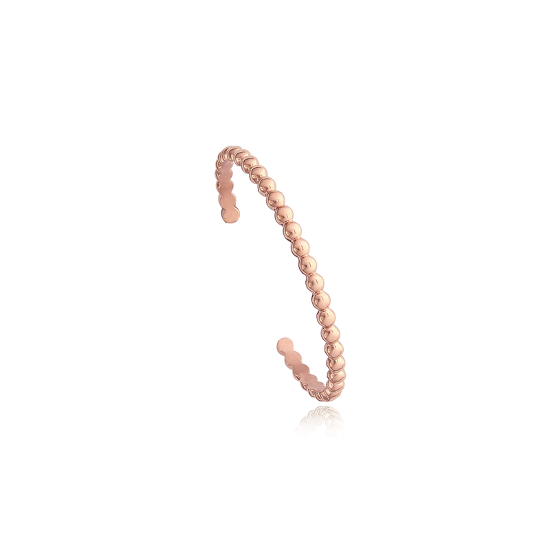 Bracelet rigide acier rose boule