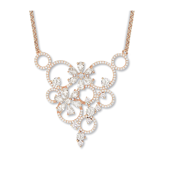 Collier Plaqué Or Avec Pendentif Coeur - Couleurs Or Rose Et Argent, Bijou D'occasion Romantique
