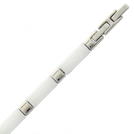 Bracelet acier céramique blanche en 21 cm mise à longueur 19 cm