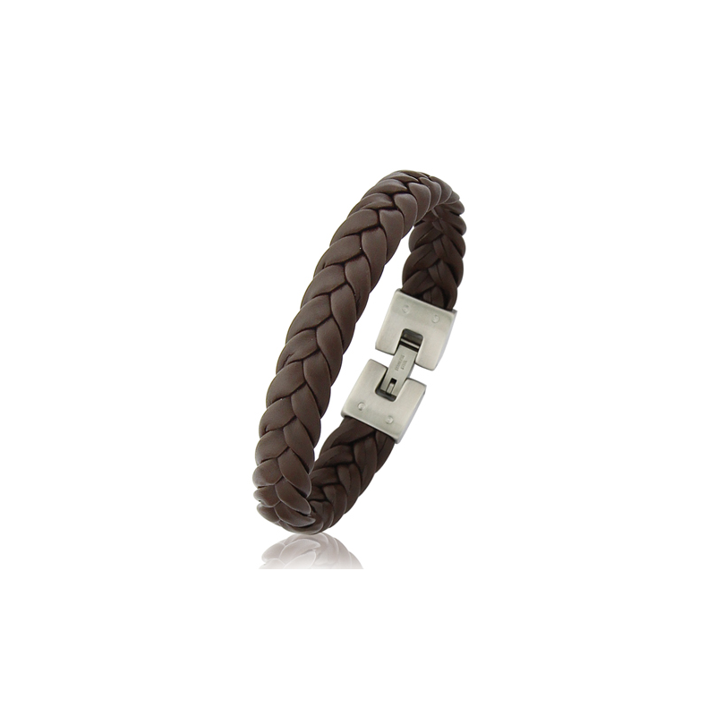 Bracelet acier cuir