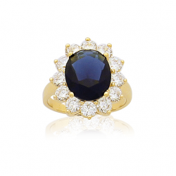 Bague saphir plaqué or et oxyde