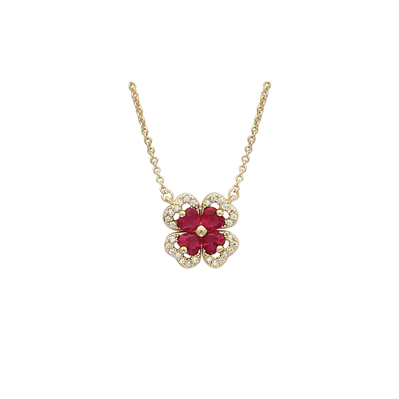 Collier rubis plaqué or et oxyde