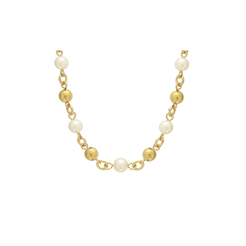 Collier plaqué or et perle d'imitation 