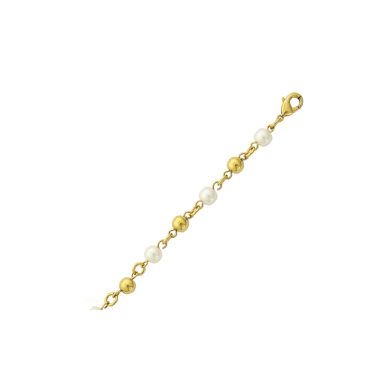 Bracelet plaqué or et perle d'imitation 