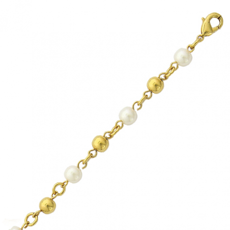 Bracelet plaqué or et perle d'imitation 