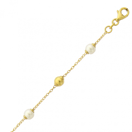 Bracelet plaqué or et perle d'imitation 