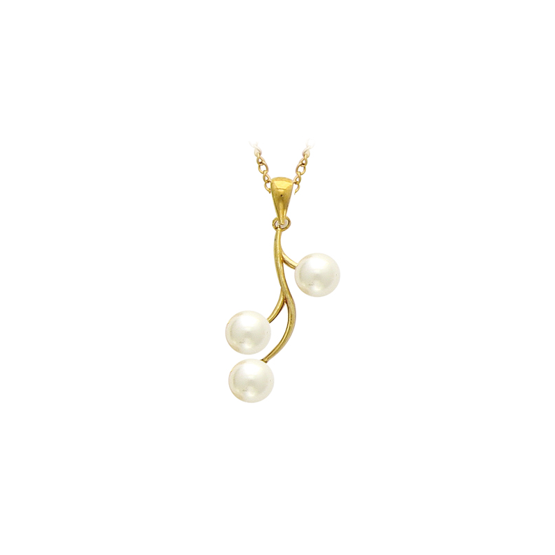 Pendentif plaqué or et perles d'imitations