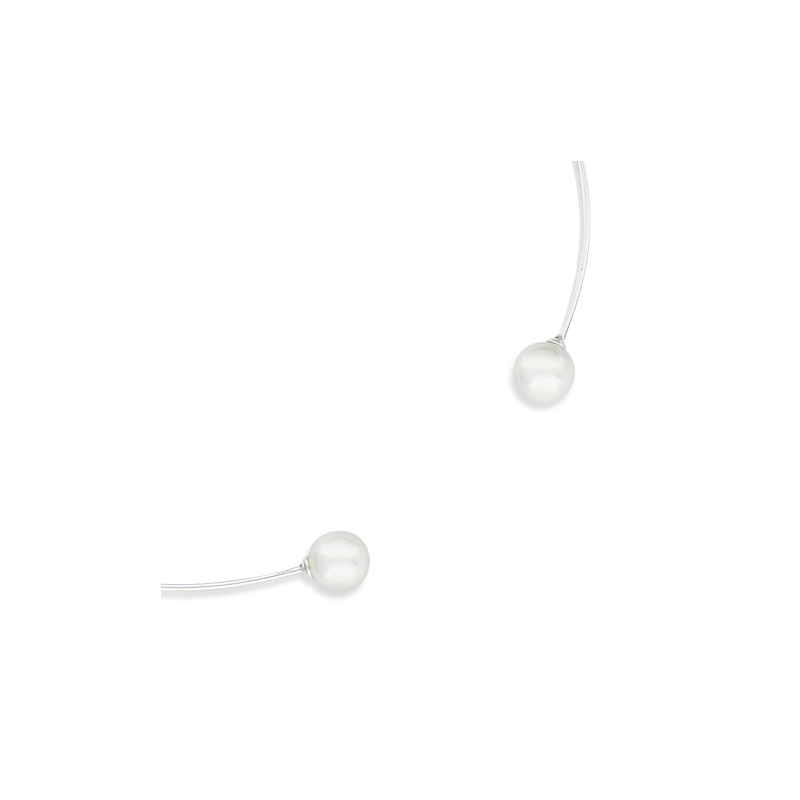 Collier rigide argent perles imitations