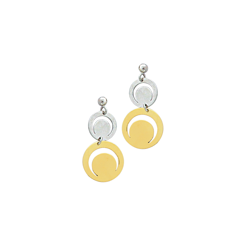 Boucles d'oreilles en argent bicolore