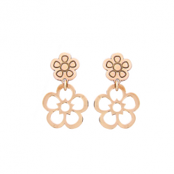 Boucles d'oreilles argent rose,  motif fleur