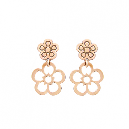 Boucles d'oreilles argent rose,  motif fleur