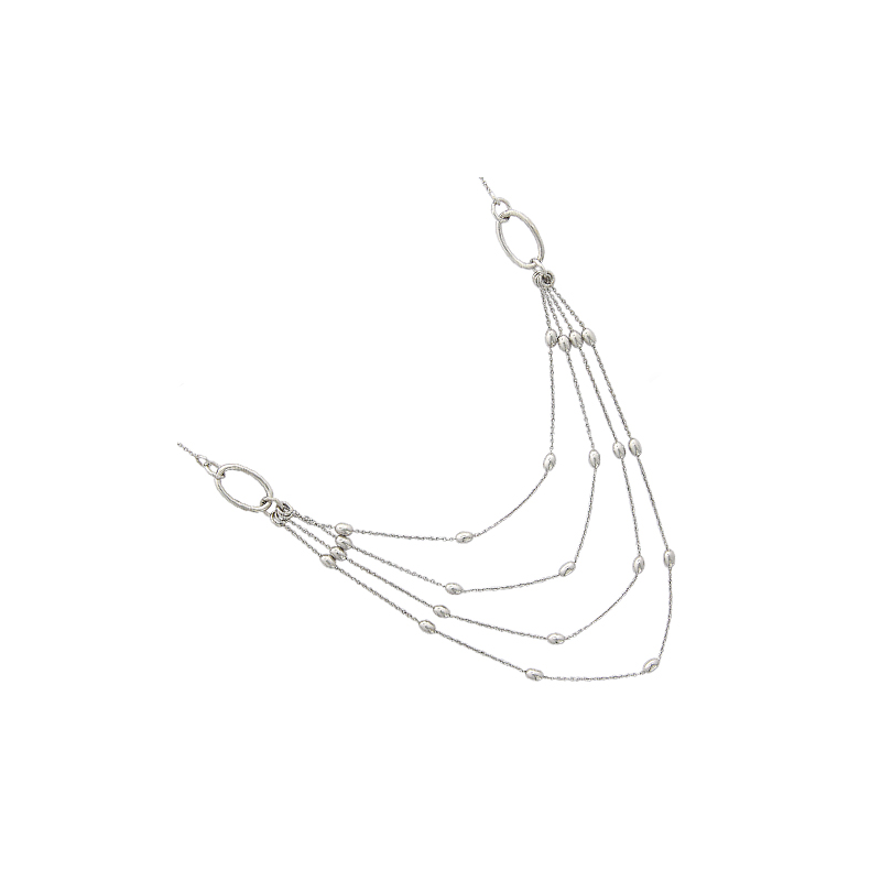 Collier argent 4 rangs, olivette en 45 cm