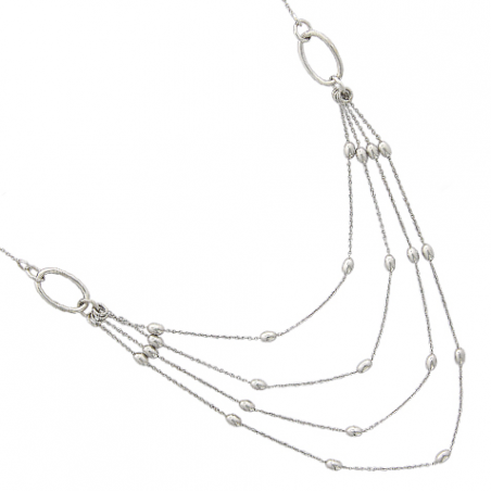 Collier argent 4 rangs, olivette en 45 cm