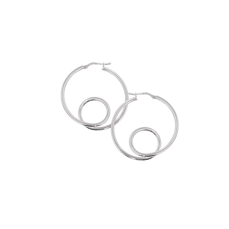 Créoles argent enroulées, diametre 30 mm