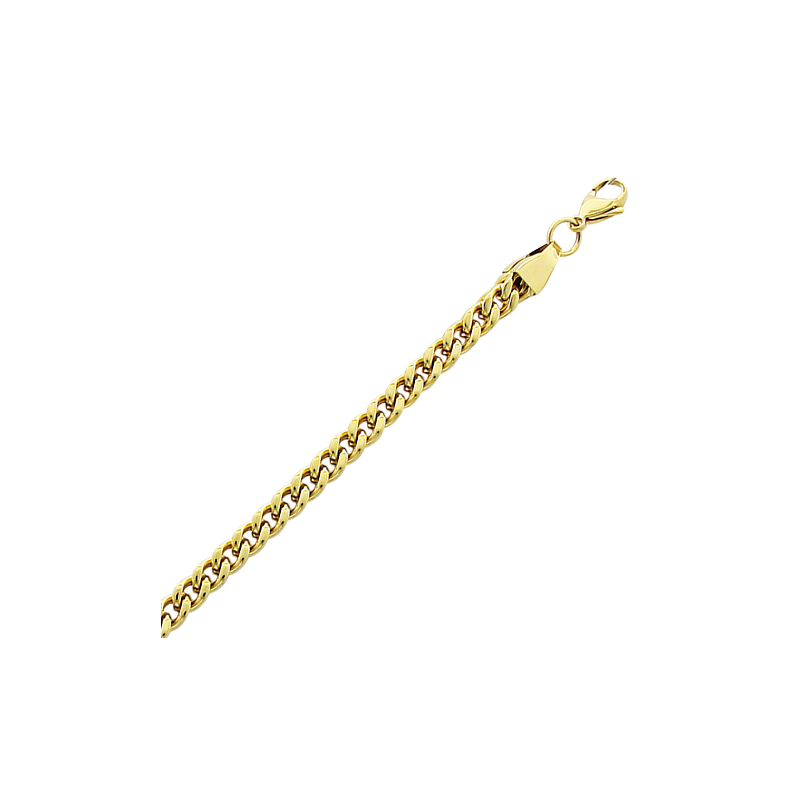Bracelet maille palmier carrée en acier doré, 21 cm