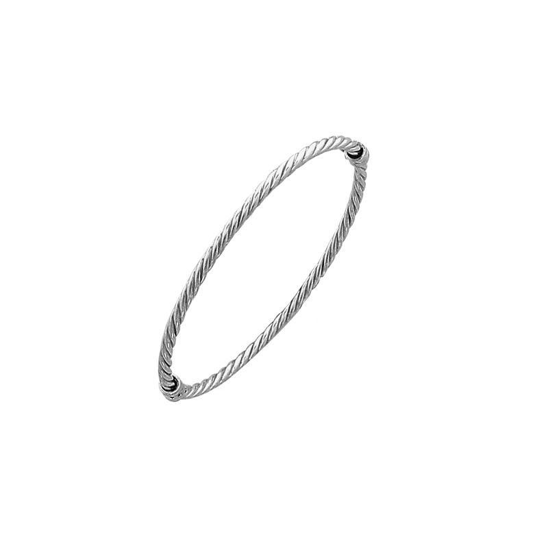 Bracelet rigide ouvrant, torsadé en argent ø 60 mm 