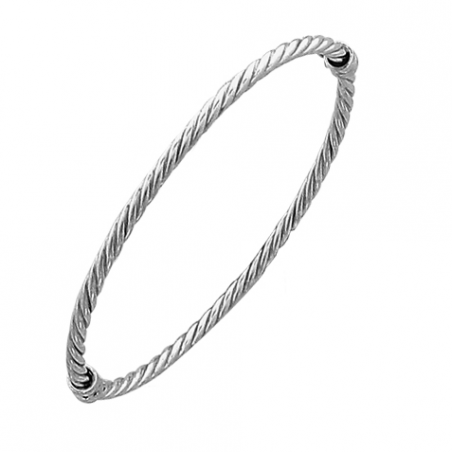 Bracelet rigide ouvrant, torsadé en argent ø 60 mm 