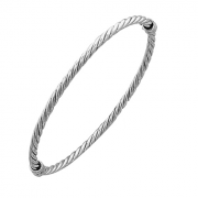 Bracelet Vintage Torsadé Couleur Argent - Modèle Rigide 3552 - Occasion Bon état