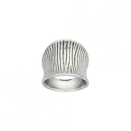 Bague acier concave motif zebre