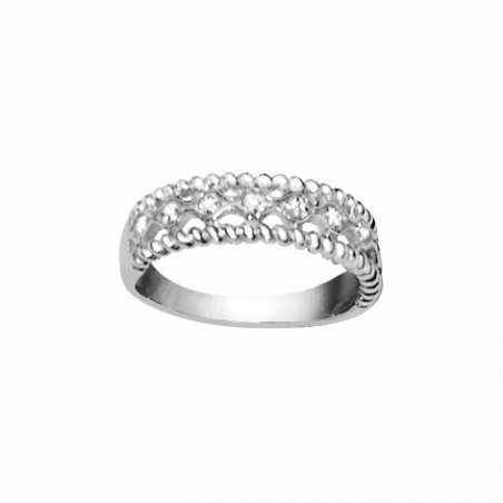 Bague en argent ajourée et oxyde de zirconium