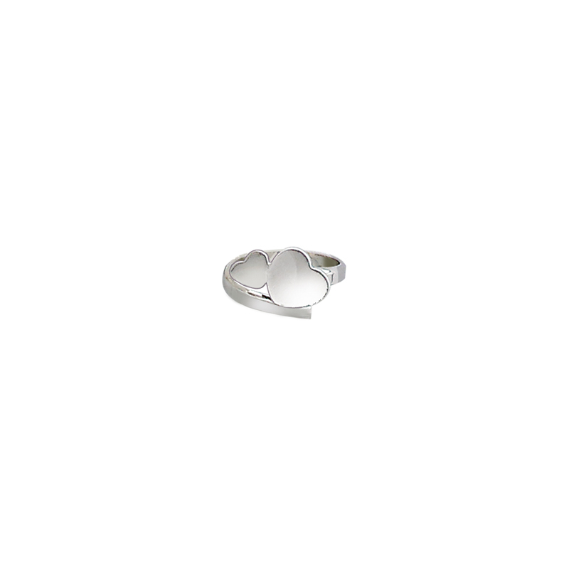Bague en argent double coeur, ajustable