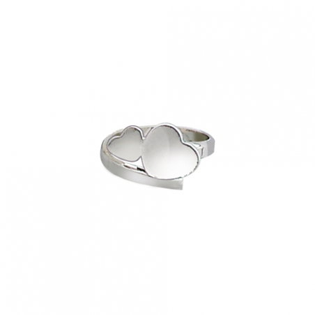 Bague en argent double coeur, ajustable