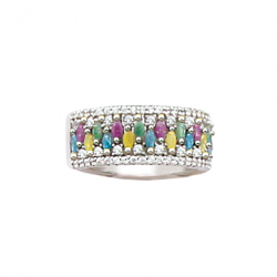 Bague en argent et oxyde de zirconium couleur pastel