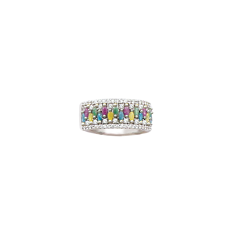 Bague en argent et oxyde de zirconium couleur pastel