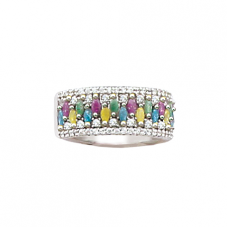 Bague en argent et oxyde de zirconium couleur pastel