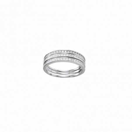 Bague en argent et oxyde de zirconium, trois anneaux