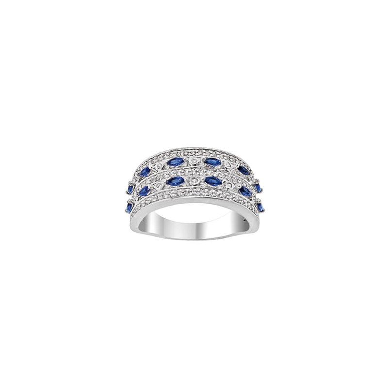 Bague en argent oxyde de zirconium blanc et bleu