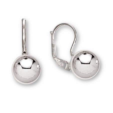 Boucles d'oreilles dormeuse en argent, motif boule