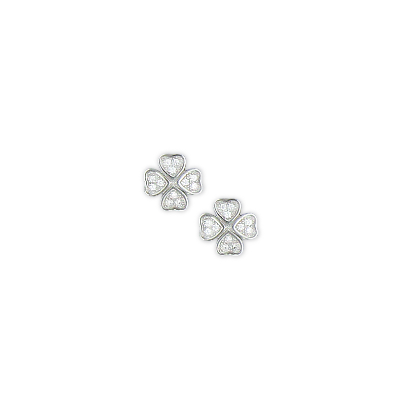 Boucles d'oreilles en argent et oxyde de zirconium treffle