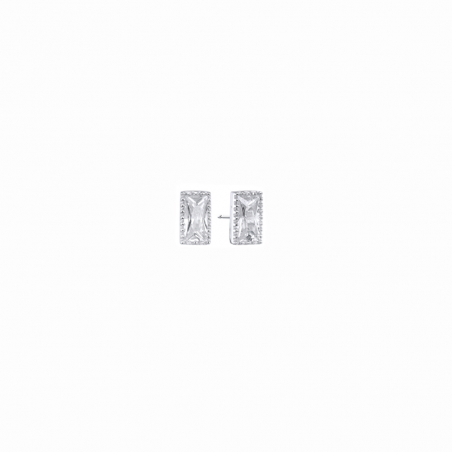 Boucles d'oreilles en argent et oxyde de zirconium, motif rectangle